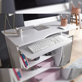 KADIMA DESIGN Computertisch GRASSE rollbar 90 x 71 x 50 cm mit Tastaturauszug, Laptop Tisch auf feststellbaren Rollen, PC-Tisch mit Drucker-Ablage