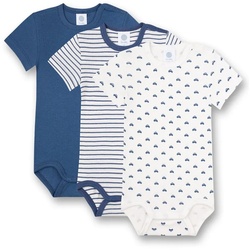 Sanetta Baby Body 3er Pack - Kurzarm Strampler mit Muster Weiß/Blau 68