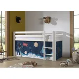 M&S Halbhochbett Pino 90 x 200 cm Kiefer massiv lackiert weiß