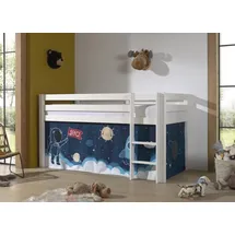 M&S Halbhochbett Pino 90 x 200 cm Kiefer massiv lackiert weiß