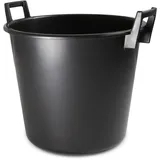 Baueimer 40 Liter Rund Mörtelkübel Kunststoff Schwarz Mörteleimer Mörtelwanne Zwei Griffe PVC