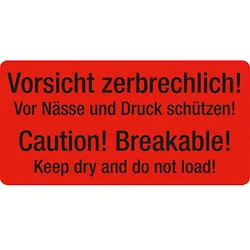 250 EICHNER Warnetiketten rot »Vorsicht zerbrechlich! Vor Nässe und Druck schützen!« 100,0 x 50,0 mm