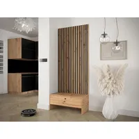 Mirjan24 Garderoben-Set Balma VII, (Komplett-Set, Unterschrank mit Lamellenrückwand), Griff aus Metall braun|schwarz