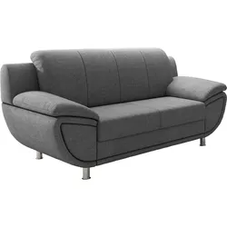 2-Sitzer TRENDMANUFAKTUR "Rondo II, zeitlos und bequem", grau (hellgrau), B:178cm H:85cm T:94cm, Struktur (100% Polyester), Sofas, wahlweise mit komfortablem Federkern, mit extra breiten Armlehnen