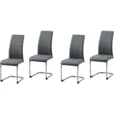Hti-Living HTI-Line Schwingstuhl 4er Set PU grau SallyC Freischwinger Esszimmerstuhl Kunstleder