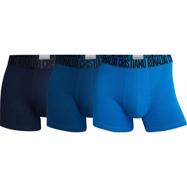 CR7 Herren 3-Pack Men's Cotton Trunk Badehose, Dark Blue, Navy, Light Blue, M