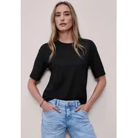 STREET ONE T-Shirt mit Rundhals im Strick-Look - Schwarz