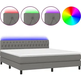 vidaXL Boxspringbett mit Matratze & LED Dunkelgrau 180x200 cm Stoff