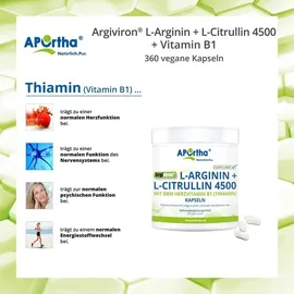 APOrtha L-Arginin + L-Citrullin 4500 + Vitamin B1 Kapseln 360 St.