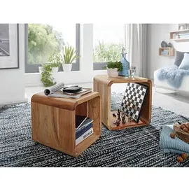 Wohnling Beistelltische-Set quadratisch Massivholz akazie, 2 St.