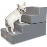 Nepfaivy Hundetreppe für Kleine Hunde 4-Stufig, Hundetreppe Hunderampe für Bett und Sofa aus Hochdichtem Schwamm, Haustiertreppe mit Abnehmbarem, Waschbarem Bezug und Rutschfestem Boden, 61x40x45cm