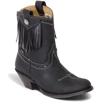 Damen Western Cowboy Biker Leder Stiefel Boots »WBL-32« Schwarz