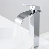 Auralum - Waschtischarmatur Hoch Wasserfall Wasserhahn Bad Waschbecken Armatur Einhebelmischer Badarmatur Mischbatterie für Badezimmer