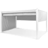 blumfeldt Pantheon Cortina Pavillon, Wasserdicht mit Faltdach, Stabiler Gartenzelt-Pavillon mit Seitenwänden, Metall-Pavillon Winterfest, Partyzelt mit UV-Schutz, Polyester, Pavillon 3x4m, Weiß/Grau