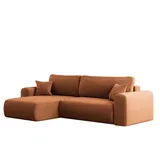 Kaiser Möbel Ecksofa mit Schlaffunktion Und Stauraum Für Bettzeug, L-förmiges Sofa, Capri Stoff Poso Ziegel Links