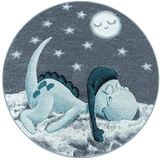 Ayyildiz Kinderteppich »Bambi 840«, rund, Drachen Motiv, Kurzflor, blau