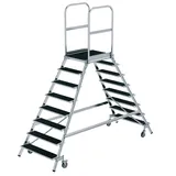 MUNK Podesttreppe 8 Stufen  R13 grau Aluminium/Holz/Stahl