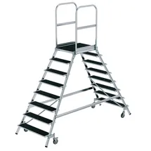 MUNK Podesttreppe 8 Stufen  R13 grau Aluminium/Holz/Stahl