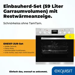 Exquisit EHE 157-2 UR-Set Einbauherd | 59 L Garraum | Glaskeramikkochfeld