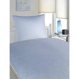 ELEGANTE Hamburger Streifen Mako-Satin Blau 40 x 80 cm