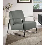 W.Schillig Cocktailsessel »quadroo Designsessel, Loungesessel«, mit bezogenen Armlehnen, Gestell in Chrom glänzend, grau