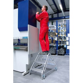 MUNK Aluminium-Arbeitspodest beidseitig begehbar Stahl-Gitterrost 2 x 3 Stufen