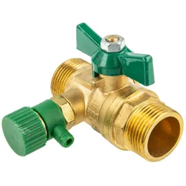 Hermann Schmidt UNIWATER System Kugelhahn mit Entleerung und Flügelgriff 1439, DVGW beidseitig 3/4 Zoll AG (DN 15)