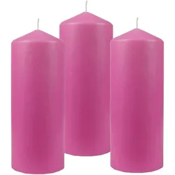Stumpenkerzen Wachskerzen Ø6cm x 17cm ( 3er Pack ) Rose - Lange Brenndauer, Hergestellt in EU, Kerzen Blockkerzen - Wachs Stumpen