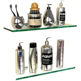 GeekDigg 2 Sets Glasregale für Badezimmer, ohne Bohren, Dusch-Caddy Glasregale für Wand, Glas, Badezimmer-Aufbewahrung, Organizer, Regal mit Aluminiumhalterung für Badezimmer, Essential,