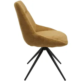 Mendler 2er-Set Esszimmerstuhl HWC-M65, Küchenstuhl Lehnstuhl Stuhl, drehbar Auto-Position Metall Stoff/Textil - senfgelb