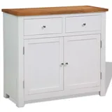 vidaXL Sideboard 90 x 33,5 x 83 cm Massivholz Eiche / Weiß