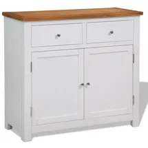 vidaXL Sideboard 90 x 33,5 x 83 cm Massivholz Eiche / Weiß