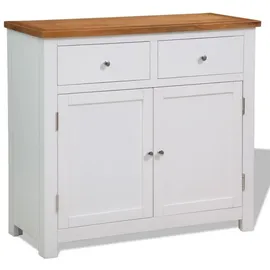 vidaXL Sideboard 90 x 33,5 x 83 cm Massivholz Eiche / Weiß