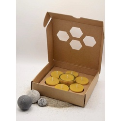 Wandtattoodesign Bienenwachskerze Kerze Bienenwachs Teelichter 7 Stück mit Glas in Geschenkverpackung (1-tlg), inkl. Glas in Geschenkverpackung