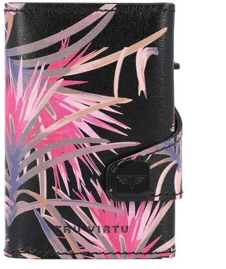 Tru Virtu Click & Slide Kreditkartenetui RFID Leder 6,5 cm flower-black