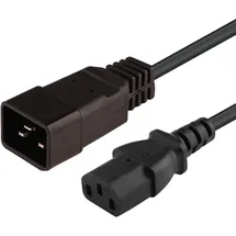 PremiumCord kpsb2 Kaltgerätekabel 2m, Netzadapterkabel IEC 320, Buchse auf Stecker, IEC 320 C13 auf C20, Stromkabel für 230V 10A, Farbe schwarz