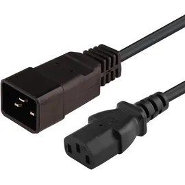 PremiumCord kpsb2 Kaltgerätekabel 2m, Netzadapterkabel IEC 320, Buchse auf Stecker, IEC 320 C13 auf C20, Stromkabel für 230V 10A, Farbe schwarz