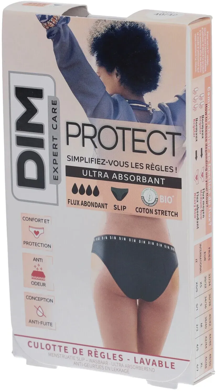 DIM Protect Waschbarer Menstruations-Slip - Slip - Bio-Baumwolle - Reichlicher Fluss - 40/42