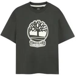 Timberland Unisex für Kinder. T60422 Dunkelgrünes Kurzarm-T-Shirt (6años= 116cm), Lässig, Bio-Baumwolle, Nachhaltig, Kinderbekleidung