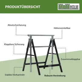 Trutzholm Arbeitsbock Stahl 800 kg schwarz 7-fach höhenverstellbar