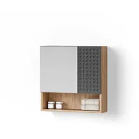 Livinity® Badspiegelschrank, Anthrazit, Anthrazit, Holzwerkstoff, 5 Fächer, Rechteckig, 54x55x17