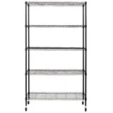 karat homeliving Lagerregal Metall 89 x 34 x 150 cm schwarz mit Rollen 5 Böden