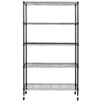 karat homeliving Lagerregal Metall 89 x 34 x 150 cm schwarz mit Rollen 5 Böden