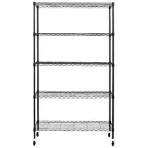 karat homeliving Lagerregal Metall 89 x 34 x 150 cm schwarz mit Rollen 5 Böden