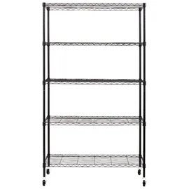karat homeliving Lagerregal Metall 89 x 34 x 150 cm schwarz mit Rollen 5 Böden