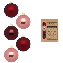 MAGIC by Inge 24 Weihnachtskugeln 3cm Glas Christbaumkugeln Weihnachtsbaumkugeln weinrot rosa