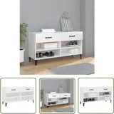 Schuhschrank Hochglanz-Weiß 102x35x55 cm Holzwerkstoff - Schuhschrank - Schrank - Garderobe - Holzwerkstoffmöbel - Weißer Schuhschrank - The Living