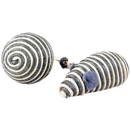 DUVO Duvoplus Cat Toy Rope Maus & Ball - grau