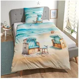 Traumschlaf Renforcé Strandkörbe Blau 155 x 220 cm + 80 x 80 cm