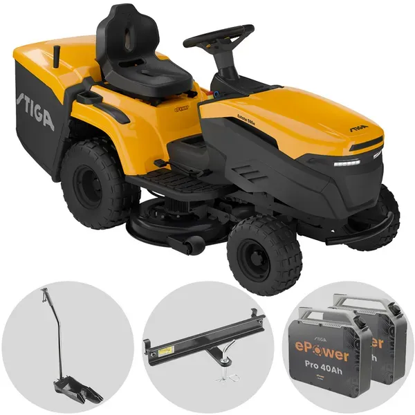 Stiga Estate 598e -Akku-Rasentraktor mit 2 Akkus ePower Pro 56V/40Ah - Fangkorb und Mulching